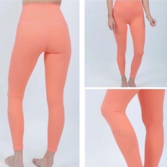 ZYIA Pants - ZYIA ACTIVE Women’s Coral LASER CUT High Rise 7/8 Length Leggings Size 6–8